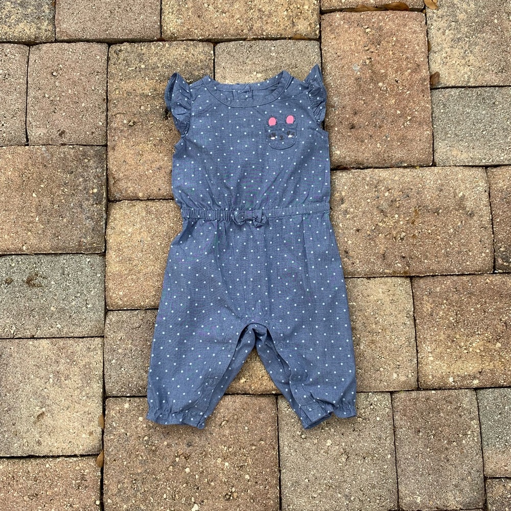🌸 Gymboree Denim Polka Dot Jumpsuit